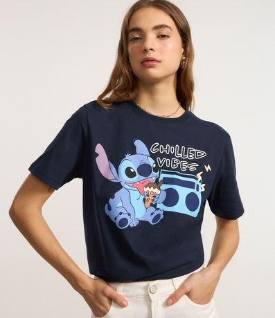Remera Alargada en Algodón con Estampa Stitch Chilled Vibes 2