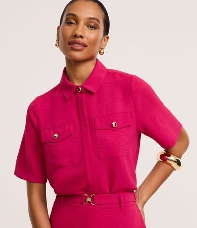 Camisa Airflow con Botones Metalizados y Bolsillos Delanteros