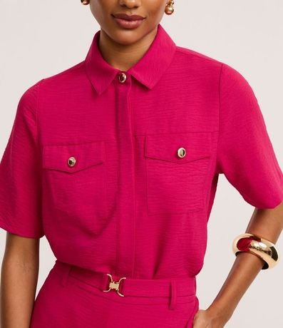 Camisa Airflow con Botones Metalizados y Bolsillos Delanteros 4