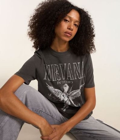 Remera Alargada en Algodón con Estampa Ángel Nirvana 1