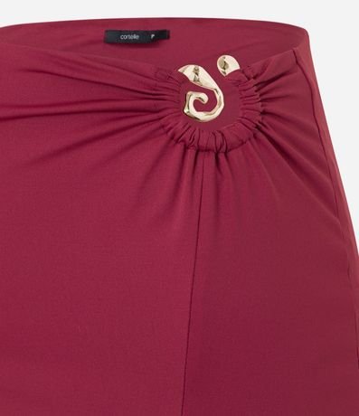 Pollera Recta Midi con Detalle Metalizado Fruncido y Encaje 7