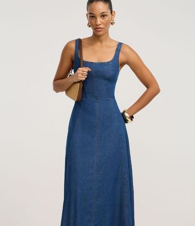 Vestido Midi en Jeans con Recorte Delanteros