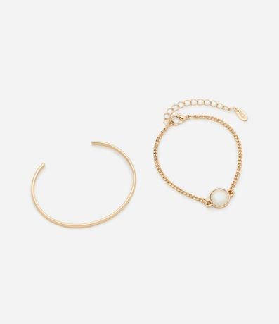 Kit 2 Braceletes en Metal Cadena con Colgante en Resina 2