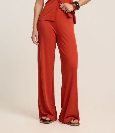 Pantalón Pantalona en Rib con Textura Acanalada y Cintura Elástica 3