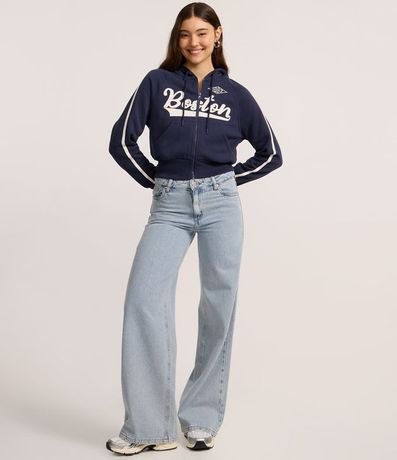 Saco Cropped  en Algodón con Felpa con Estampa Lettering 2