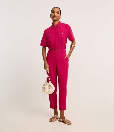 Pantalón Carrot Cintura Alta en Airflow con Hebillas Metalizadas 2