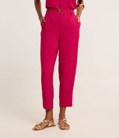 Pantalón Carrot Cintura Alta en Airflow con Hebillas Metalizadas 3