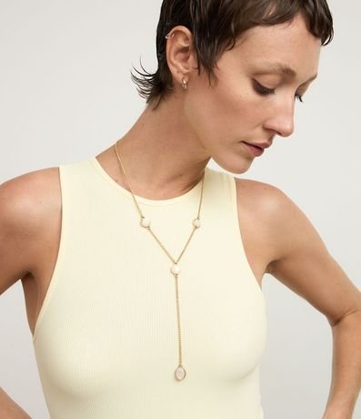 Conjunto de Collar Corbata en Metal y Caravana Aro