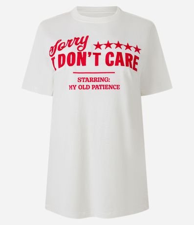Remera Alargada en Algodón con Lettering Sorry I Dont Care 4
