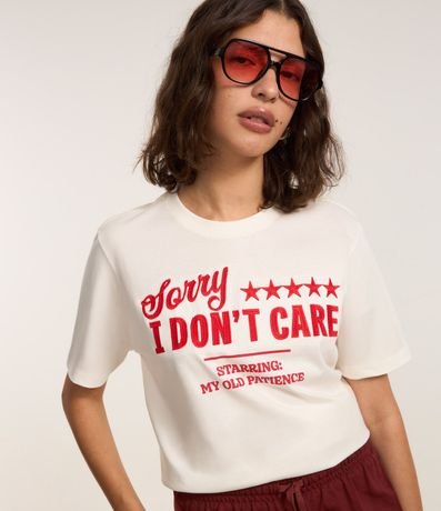 Remera Alargada en Algodón con Lettering Sorry I Dont Care 1