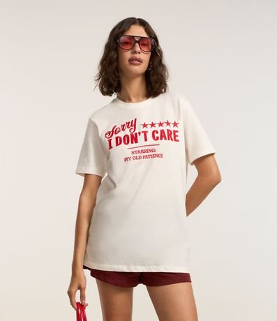 Remera Alargada en Algodón con Lettering Sorry I Dont Care 2