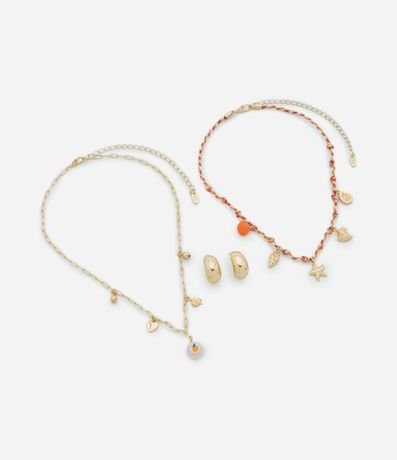 Conjunto Collar y Caravana con Abalorios y Colgantes Variados 2