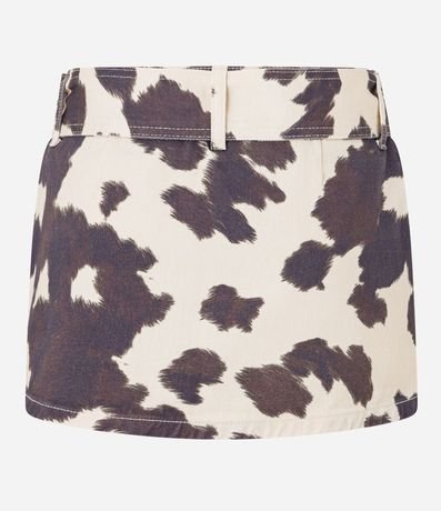 Pollera Corta en Sarga Animal Print Vaca con Cinturón Largo y Hebilla 7