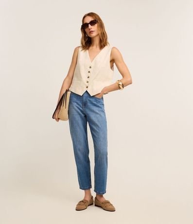 Pantalón Mom Comfort Cintura Alta en Jeans