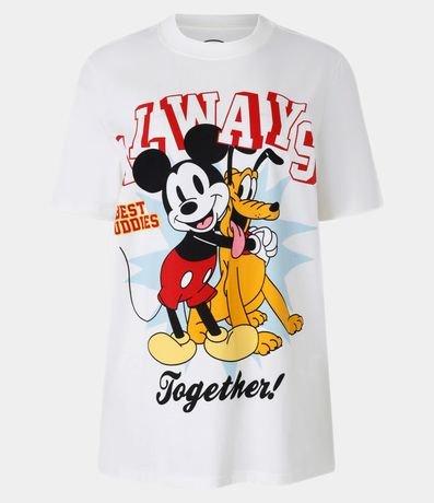 Remera Alargada en Algodón con Estampa Mickey y Pluto 5