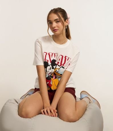 Remera Alargada en Algodón con Estampa Mickey y Pluto 2