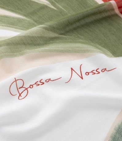 Canga Rectangular en Chiffon con Estampa de Follaje de Buriti y Borla 3