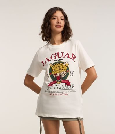 Remera Alargada en Algodón con Estampa Jaguar 1