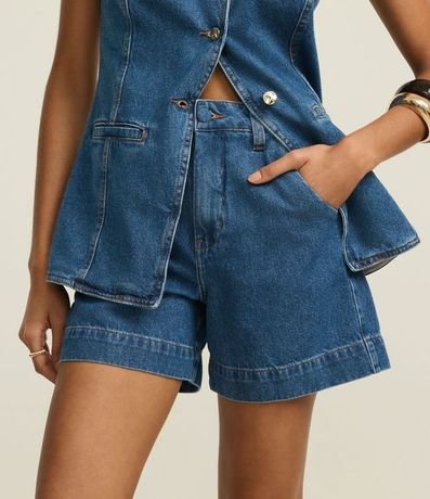 Short Mom en Jeans con Cintura Sastre y Botón Forrado 3