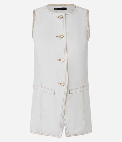 Chaleco Alargado en Sarga con Detalles Contrastantes 5