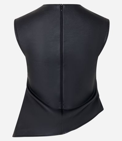 Blusa en PU con Drapeado Lateral y Bajo Asimétrica 2