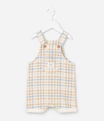 Peto Infantil en Algodón con Estampa de Cuadros - Talle 0 a 18 Meses