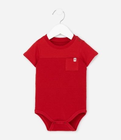 Body Infantil en Algodón con Recorte Acanalado y Bolsillo - Talle 0 a 18 meses