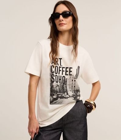 Remera en Algodón con Estampa Art Coffee Soho