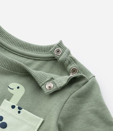 Remera Infantil con Pequeño Bolsillo de Dinosaurio - Talle 0 a 18 Meses 4