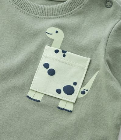 Remera Infantil con Pequeño Bolsillo de Dinosaurio - Talle 0 a 18 Meses 5