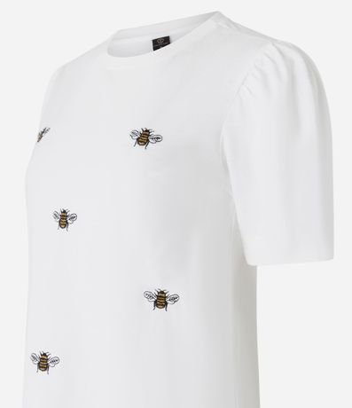 Blusa en Algodón con Manga Abullonada y Abejas Bordadas 6