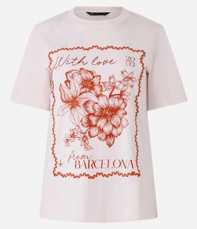 Remera T-shirt en Algodón con Moldura y Estampa Floral Barcelona 5