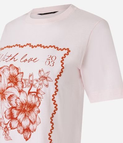 Remera T-shirt en Algodón con Moldura y Estampa Floral Barcelona 6