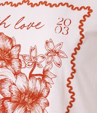 Remera T-shirt en Algodón con Moldura y Estampa Floral Barcelona 7