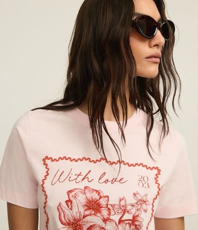 Remera T-shirt en Algodón con Moldura y Estampa Floral Barcelona 2