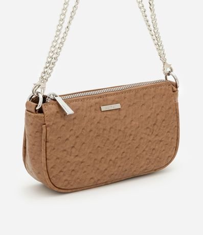 Bolsillo Baguette Pequeña en PU Texturizado con Correa de Cadena