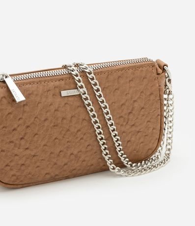 Bolsillo Baguette Pequeña en PU Texturizado con Correa de Cadena 4