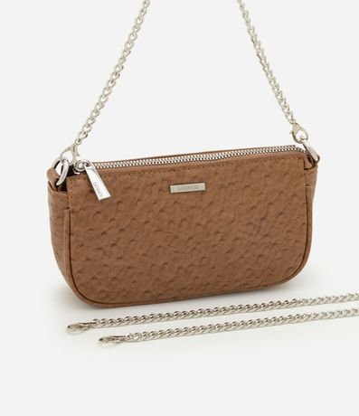 Bolsillo Baguette Pequeña en PU Texturizado con Correa de Cadena 7