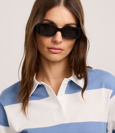 Blusa en Algodón con Cuello Polo y Rayas Largas 3