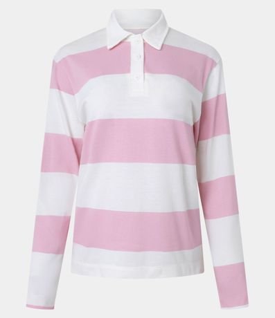 Blusa en Algodón con Cuello Polo y Rayas Largas 5