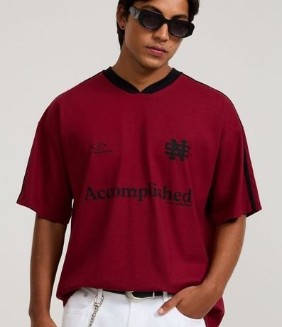 Remera Deportiva Oversized en Algodón con Estampa Localizada y Lettering