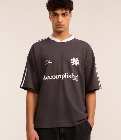 Remera Deportiva Oversized en Algodón con Estampa Localizada y Lettering 1