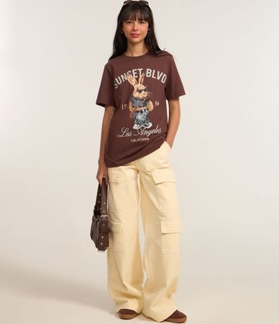 Remera Alargada en Algodón con Estampa Conejo 2