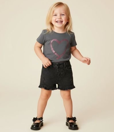 Remera Infantil con Estampa Corazón en Foil - Tam  1 a 6 años 1