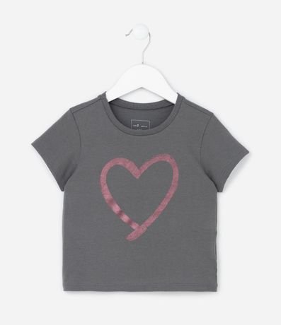 Remera Infantil con Estampa Corazón en Foil - Tam  1 a 6 años 1