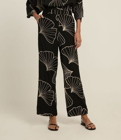 Pantalón Wide Leg en Viscosa con Bordado Follaje 3