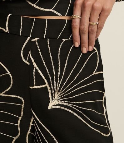 Pantalón Wide Leg en Viscosa con Bordado Follaje 4