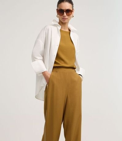 Pantalón Wide Leg Sastrería en Viscosa con Rayas contrastantes 2