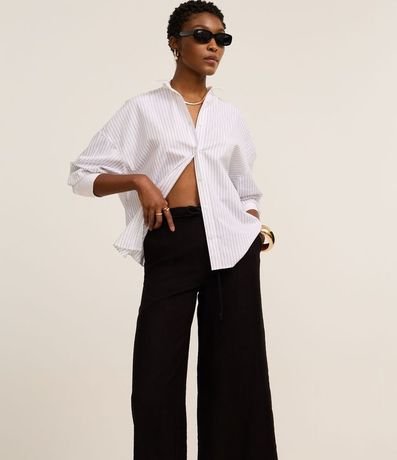 Pantalón Pantacourt con Corte Sastre y Lazo 2