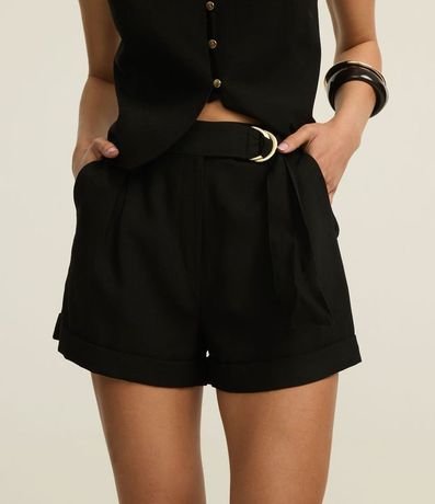 Short Sastre Cintura Alta en Viscosa Twill con Cinturón 3